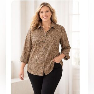 Chicos blouse animal print size XL Chicos size 3 no iron